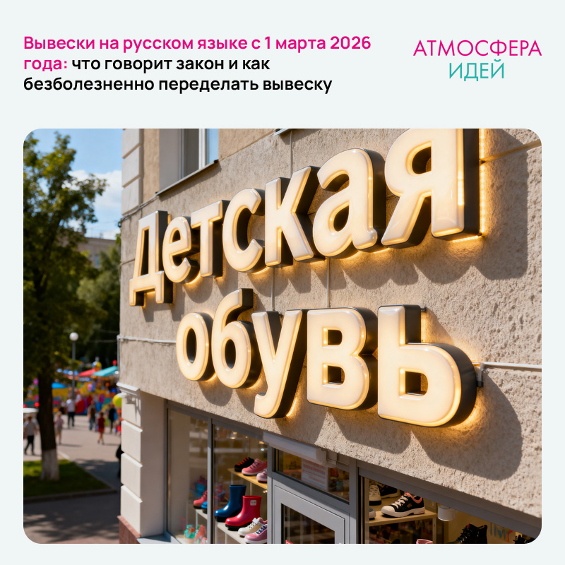 Вывески на русском языке с 1 марта 2026 года: что говорит закон и как безболезненно переделать вывеску