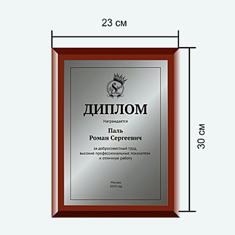 Плакетка А4, 23 х 30 см заказать в Москве типография Атмосфера
